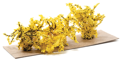 Dollhouse miniature FORSYTHIA BUSH, 3 PIECES, 1" YELLOW